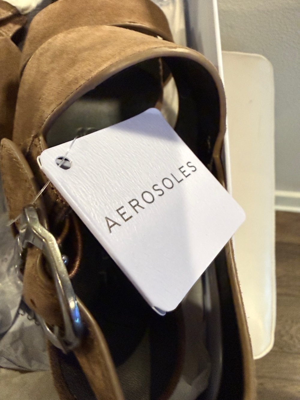 AEROSOLES Camera Java Suede Platform Wedge Sandal with Buckle - Picture 10 of 10